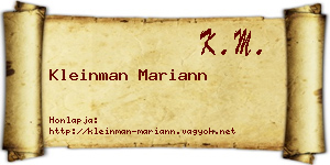 Kleinman Mariann névjegykártya